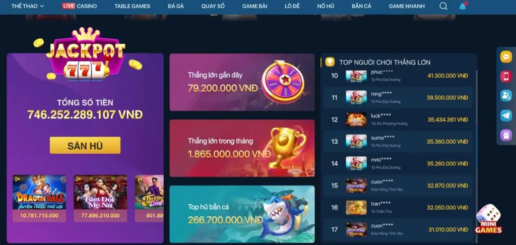 Quay thưởng và nhận Jackpot